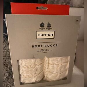 Hunter Original Tall Boot 6 Stitch Cable Knitted Cuff Socks NWT. M